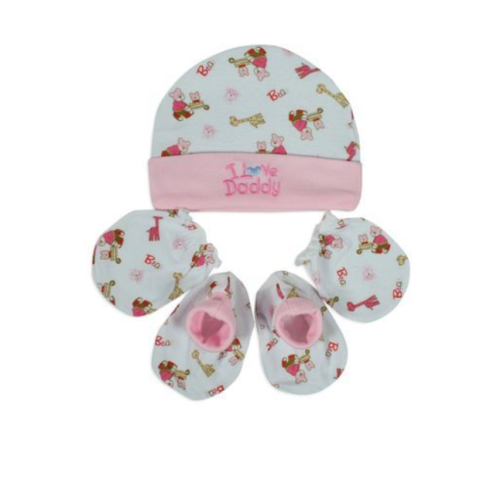 Baby Cap Mittens and Socks - Pink Multiple Designs SMALL Each