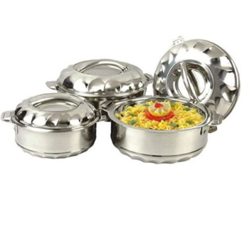  Stainless Steel Insulated Hot Pot Dishes Lunch Food Carrier - Silver Medium Each