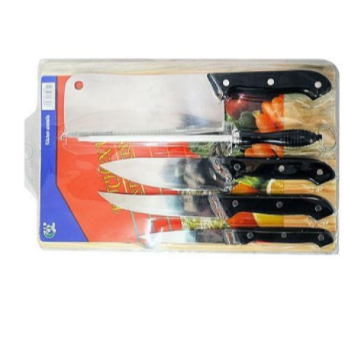 Wooden Chopping Board With Knives - Brown Medium Each