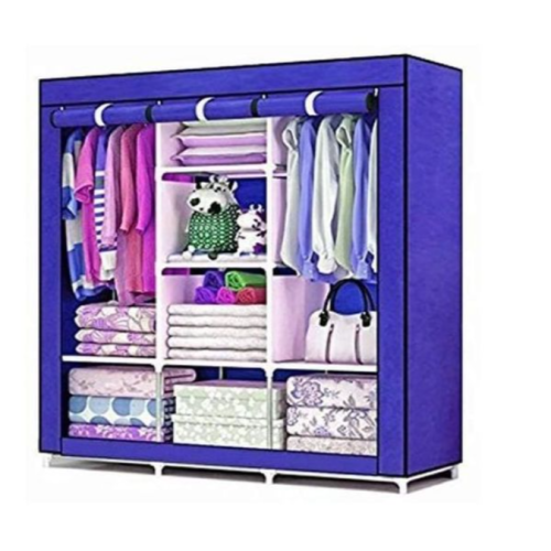3 Column Cloth Frame Portable Wardrobe Blue Medium Each