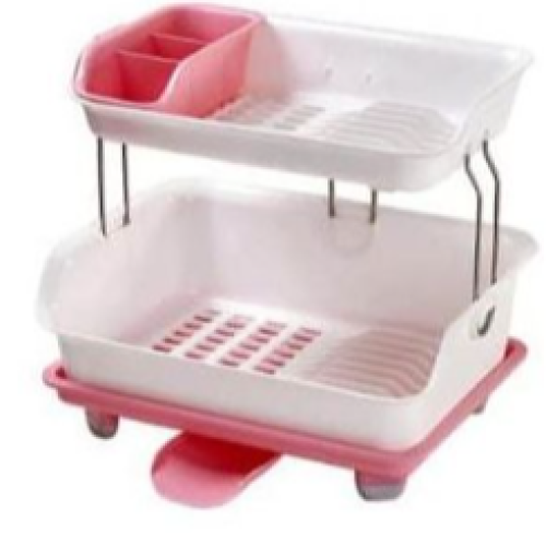 Multi-purpose Dish Drying Draining Rack Storage Organizer-Pink. Medium Each