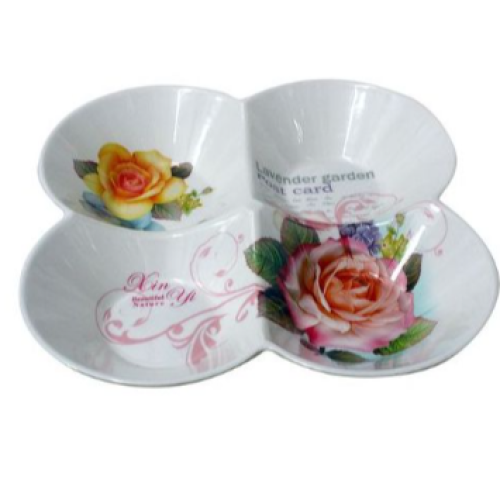Melamine Portioned Platter Flower Shape – White Medium Each