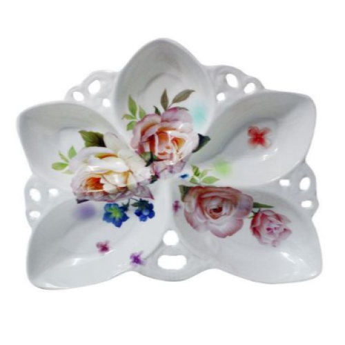 Melamine Portioned Platter Buffer Fry Shape – White Medium Each