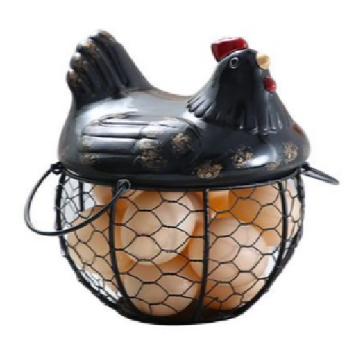 Mesh Wire Egg Storage Basket Chicken With Handles Decoration- Multi-colour. . Medium Each