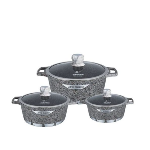 Lifesmile Non-stick Saucepan Cookware Pots, Grey. Medium Each