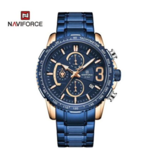 Naviforce Stainless Steel Analog Mens Watch - Silver, Blue 187g EACH