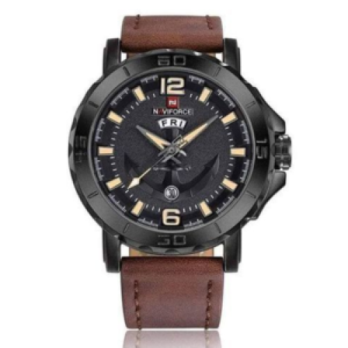 Naviforce Leather Strapped Analog Mens Watch - Brown 177g EACH