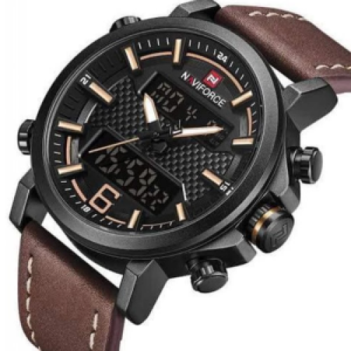 Naviforce Analog Leather Straps Mens Wrist Watch-Brown 187g EACH