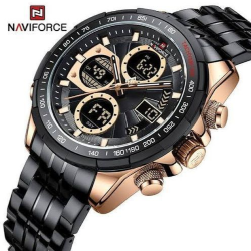 Naviforce Luxury Waterproof Digital And Analog Watch - Black 177g EACH