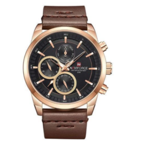 Naviforce NF9148 - Mens Designer Leather Strap Watch - Brown 187g EACH