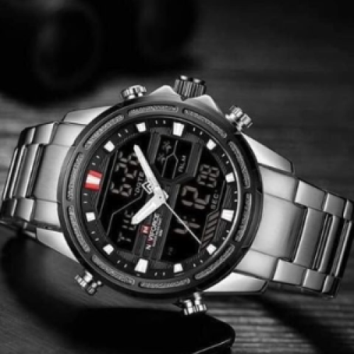 Naviforce Stainless Steel Waterproof Dated Watch - Silver 177g EACH