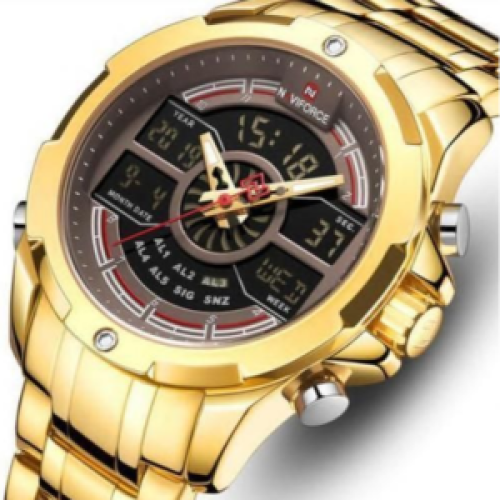 Naviforce Luxury Stainless Steel Wrist Watch-Gold 177g EACH