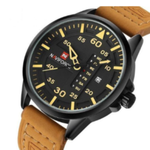 Naviforce Mens Faux Leather Watch- Brown 187g EACH