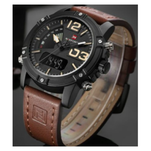 Mens Faux Leather Watch- Brown 177g EACH