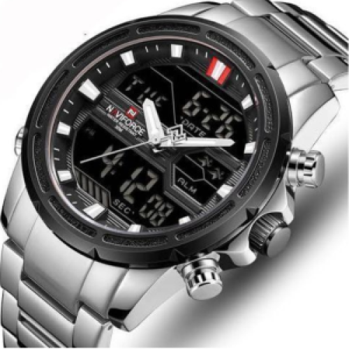 Naviforce Stainless Steel Waterproof Mens Watch - Silver 187g EACH