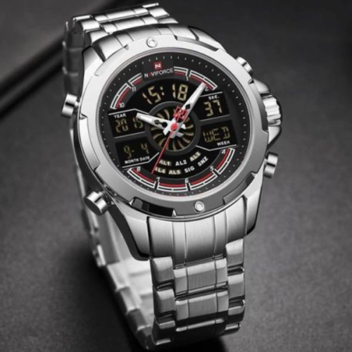 Naviforce Waterproof Stainless Steel Luxury Watch - Silver 177g EACHs