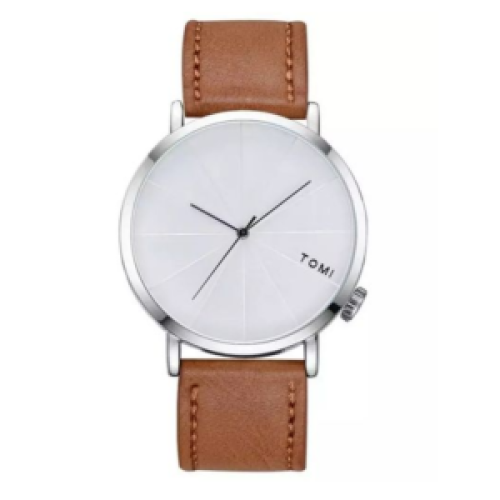 Tomi Leather Straps Unisex Analog Watch-Brown 187g EACH