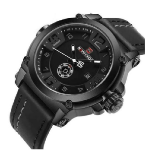 Naviforce Leather Strapped Mens Designer Watch Black 102g EACH