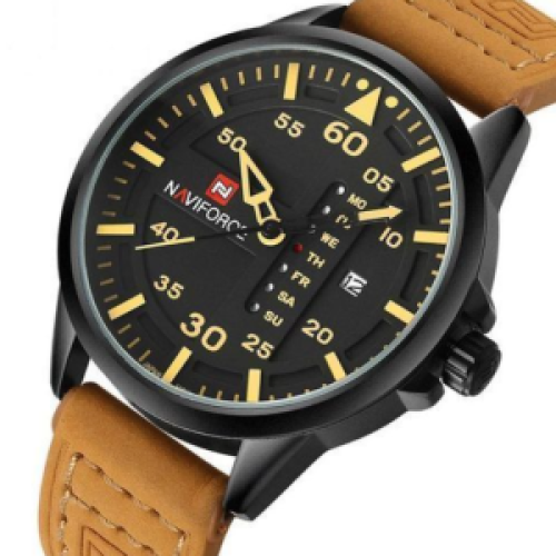 Naviforce Faux Leather Strapped Dated Analog Mens Watch  Brown 102g EACH