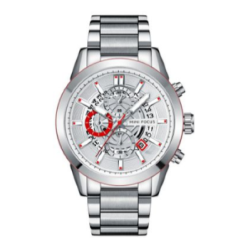 Mini Focus Luxury Chronograph Analog Stylish Watch - Silver 117g EACH