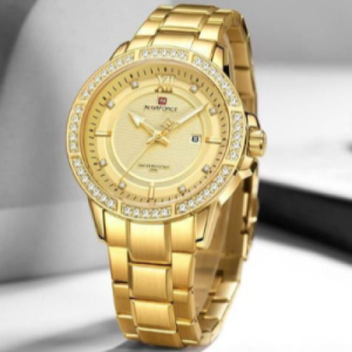 Naviforce Water Proof Analog Luxury Dated Watch - Gold 177g EACH