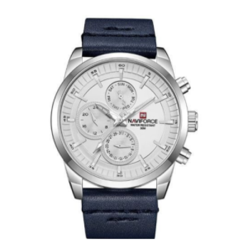 Naviforce NF9148 - Mens Designer Leather Strap Watch - Blue 102g each