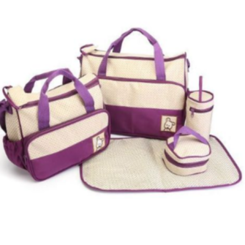 5Pcs Set Baby Diaper Bag And Waterproof - Purple SMALL Each