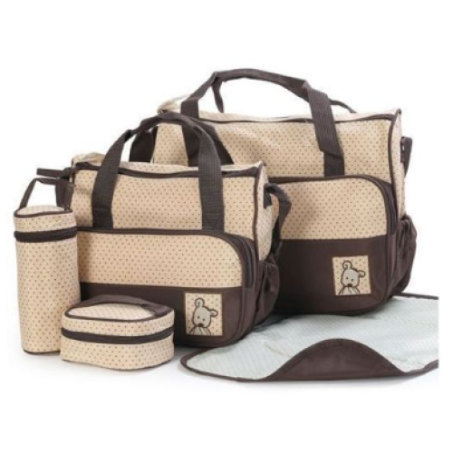 Multi-Function Baby Diaper Changing Bag, 5 Piece Set - Brown SMALL Each