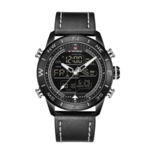 Naviforce Dual Waterproof Dated Analog Watch - Black 187g EACH