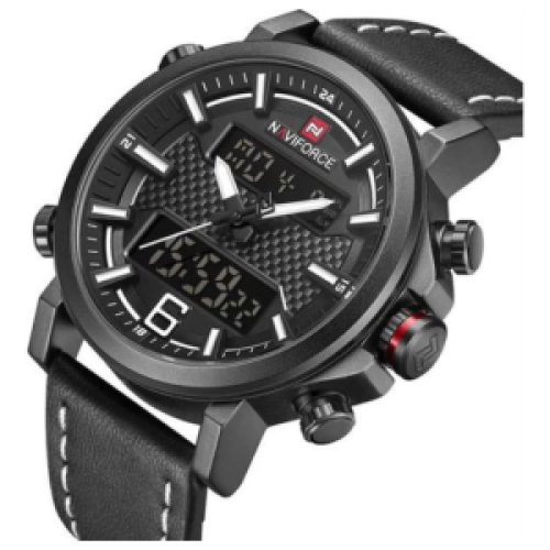 Naviforce Waterproof Dated Analog And Digital Watch - Black 177g EACH