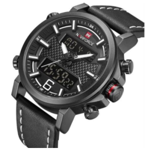 Naviforce Chronograph Analog And Digital Watch Black 177g EACH