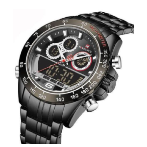 Naviforce Luxury Dual Quartz Watch - Black 102g EACH