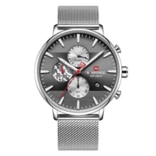 Naviforce Mesh Designed Analog Unisex Designer Watch- Silver 122g EACH