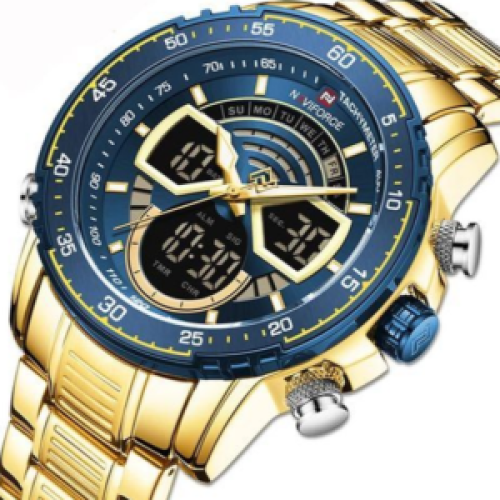 Naviforce Stainless Steel Waterproof Chronograph Watch - Gold 187g EACH