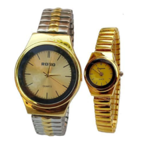Generic A Pack Of His and Hers Stainless Steel Watches Gold 102g each