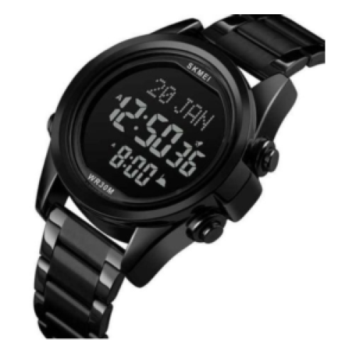 Skmei Leather Strapped LED Dual Display Watch  Black 122g each