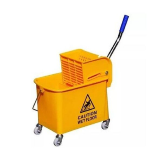 20L Mop Bucket Side Press Wringer Cleaning Commercial Mop Bucket On Wheels (Yellow, Plastic Wheel) Medium Each