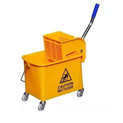 32L Mop Bucket Side Press Wringer Cleaning Commercial Mop Bucket On Wheels (Yellow, Plastic Wheel) Medium Each
