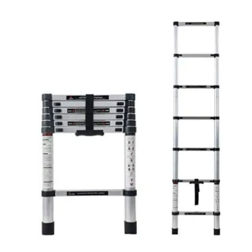 Portable Compact Aluminium Telescopic 6-Steps Foldable Multipurpose Step Ladder For Household Purpose, Silver. Medium Each