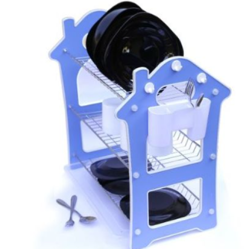 3 Tier Dish Draining Rack - Blue. Medium Each