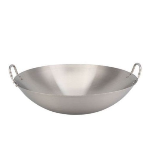 Stainless steel Wok Stir Frying Pan - Silver. Medium Each