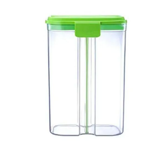 2 Section Transparent Storage Container-Green. . Medium Each