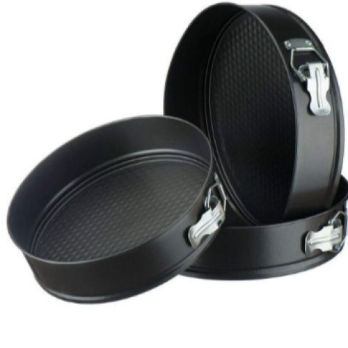 3 Pieces Of Cake Mould Pans - Black. Medium Each