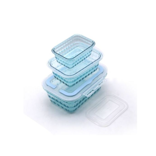 3 Piece Melamine Food Storage Container Box-Blue. Medium Each