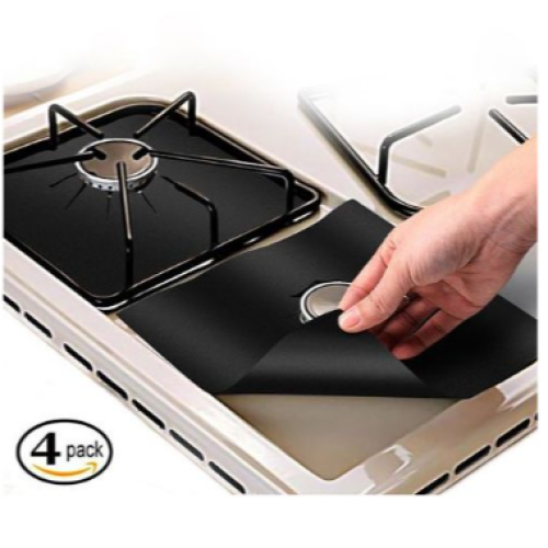 4 Piece Gas Burner/Cooker Protector Mat - Black. Medium Each