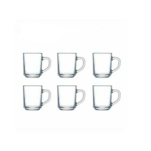 6 Pieces Of Glass Tea Coffee Mug Cups-Colourless. Medium Each