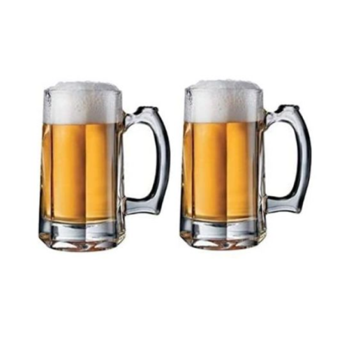 2 Pieces Of Heavy Glass Beer Glasses Colorless Medium Each