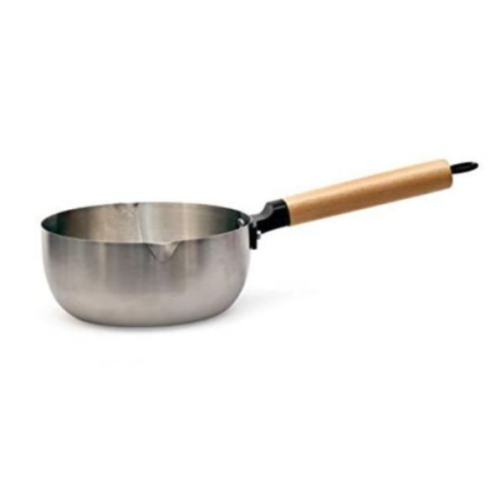 Stainless Steel Deep Wok Saucepan With Wooden Handle- Silver. Medium Each