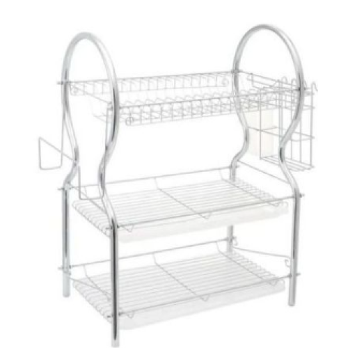 3 Tier Stainless Steel Dish Drainer Rack -Multi Design, Silver Medium Each