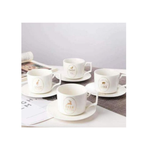 6 Pieces Of Cups And 6 Saucers -White. Medium Each